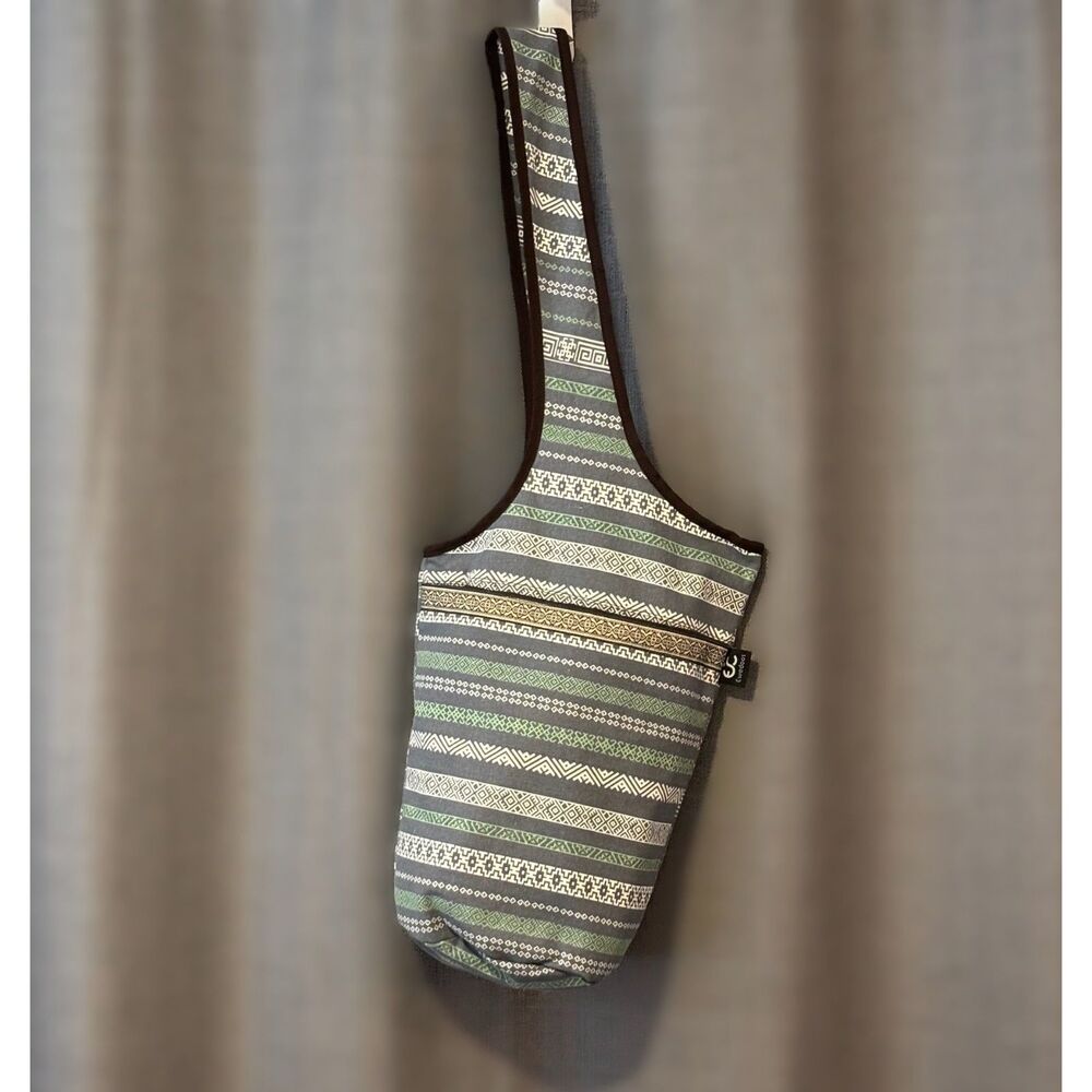 Ewedoos Gray Green Boho Pattern Yoga Mat Bag Carrier Strap Canvas Tote Boho - Picture 2 of 12
